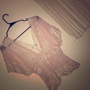 One of a kind boho Boutique Blouse Pale pink